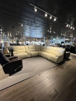 Beige 6PC Power Reclining Sectional Couch