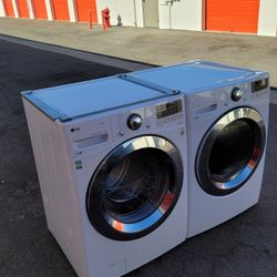LG Front Load Washer And Stackable Gas Dryer Set 