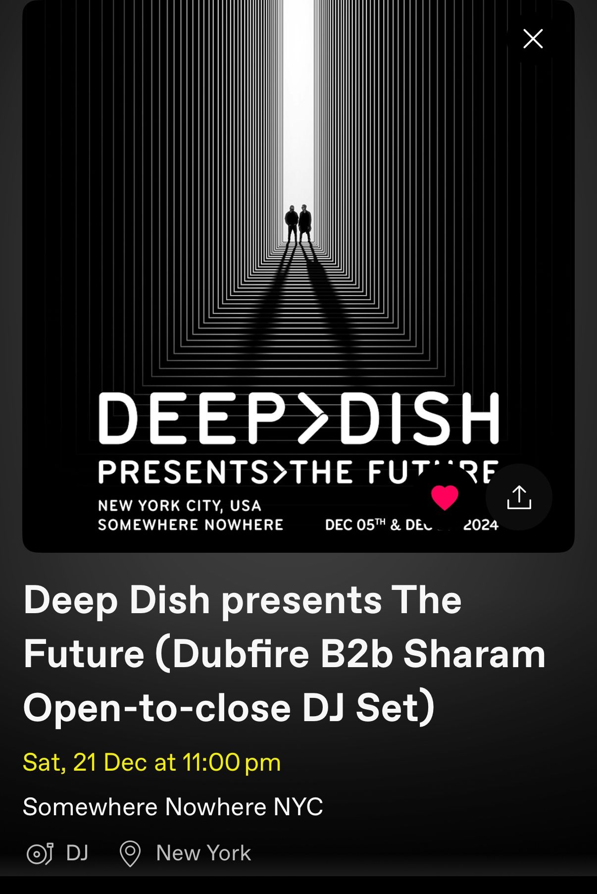 1X Deep Dish ticket at Somewhere Nowhere Dec 21