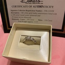 1 Carat Diamond 14k White Gold Engagement Ring