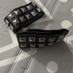 Wrist Leather Bands Silver Black 