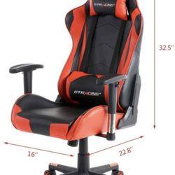 GTRACING Ergonomic GTWD-200 Gaming Chair with Adjustable Pillows and Footrest, Red