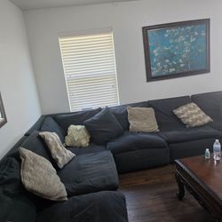 Dark Gray Fabric Sectional Sofa