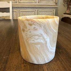 Alabaster Style, Heavy Candle Holder Made In Egypt