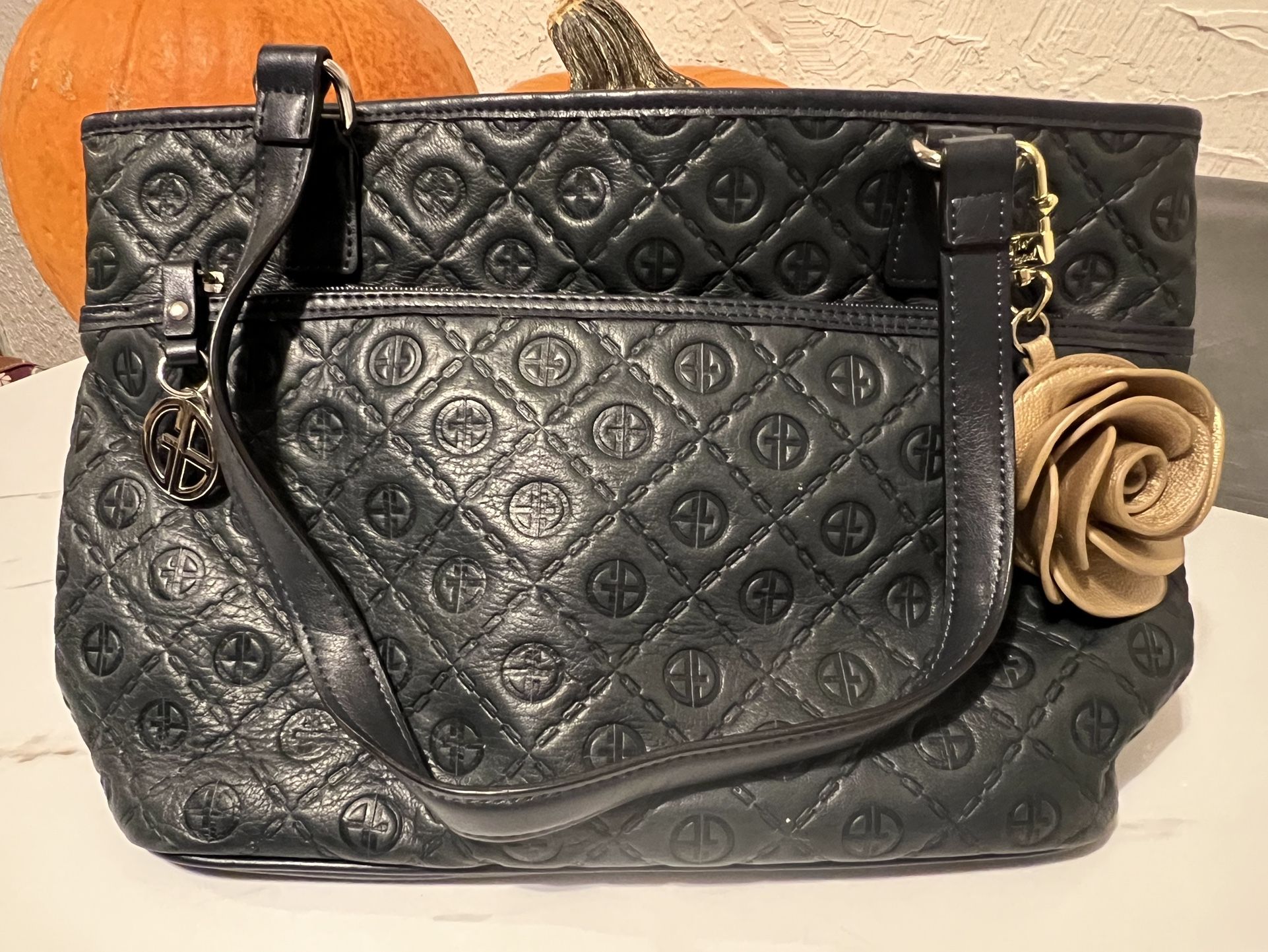 Giani Bernini Dark Navy Blue Embossed Tote