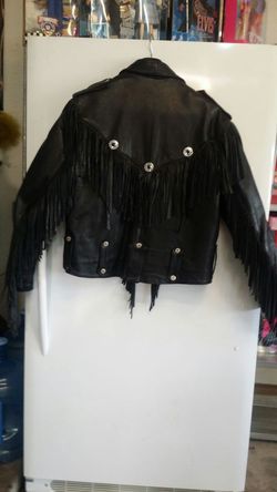 Genuine leather fringed jacket. Large