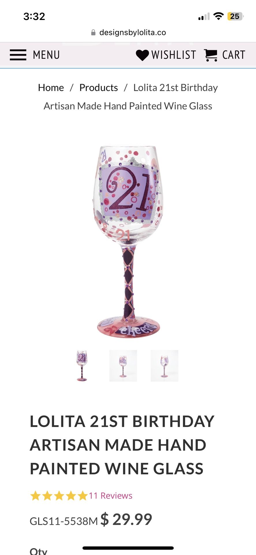 21st Birthday Wine Glass 
