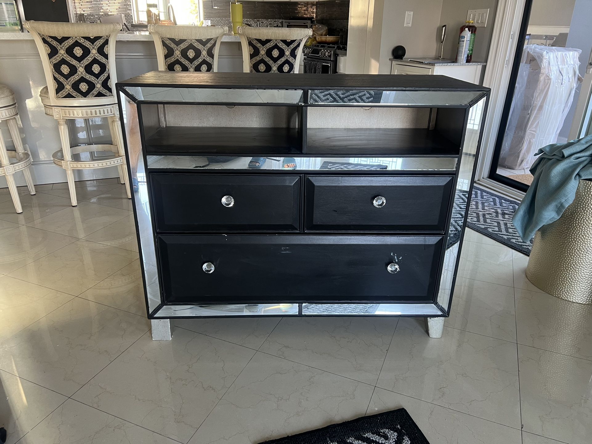 Entertainment, Stand Shelf Two Drawers Dresser entertainment, stand shelf two drawers Mirrored