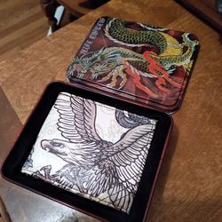 Miami Ink Eagle Wallet In Decorative Tin Box