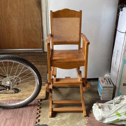High Chair And Rocking Chair 2 In 1 Wood And Wicker