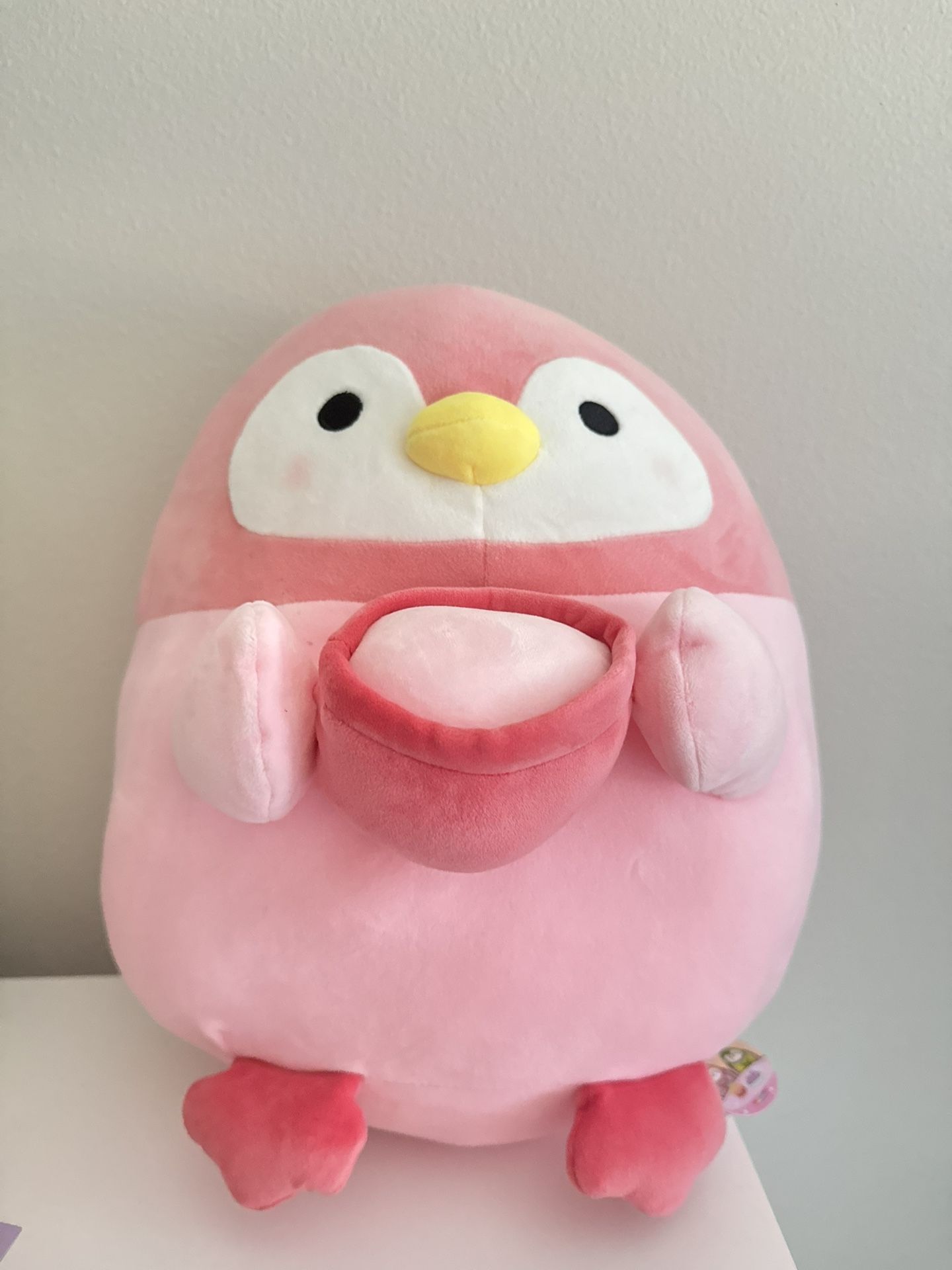 Pink Penguin With Bowl