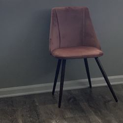 CRO Decor Velvet Dining Chair with Wooden Surface Metal Tube Legs(Set of 2) Pink