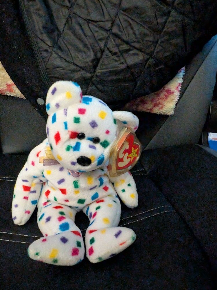 Ty Beanie Baby Ty 2K 2000 Millennium Y2k Bear Confetti Vintage Retired Plush Toy