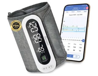 Upper Arm Blood Pressure Monitor FDA Cleared App iOS Android Rechargeable