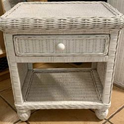 White Wicker Nightstand