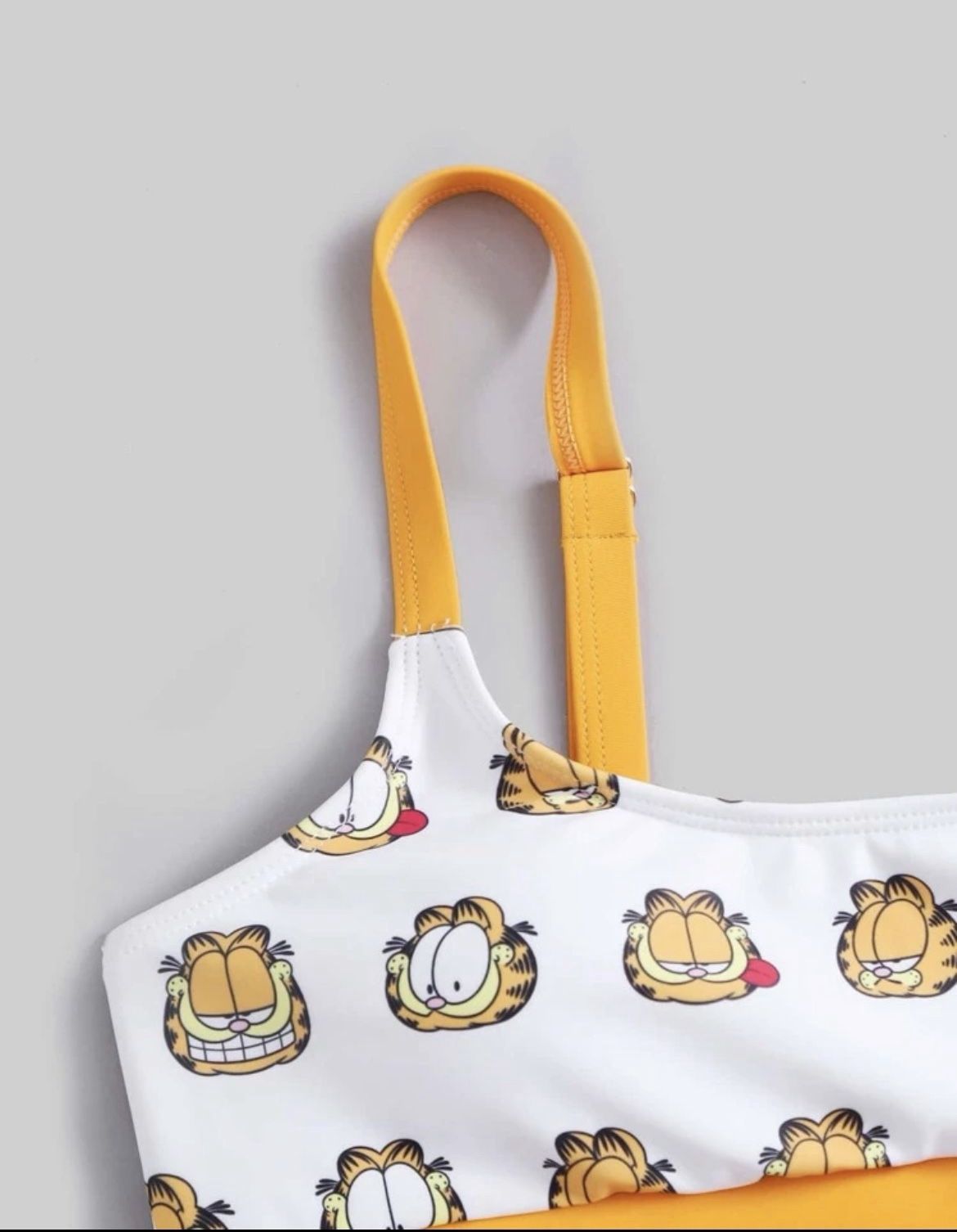 Women’s Medium - 2 Piece High Waist Garfield White Cartoon Graphic Swimsuit Set