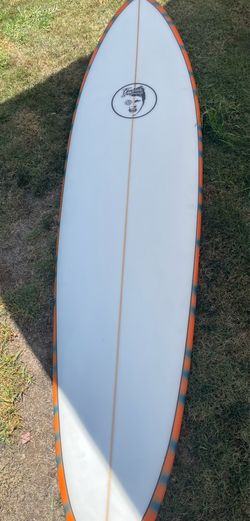 Surfboard: Orange and Blue Thruster Semi Gun