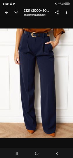 Hawthorn Stitch Fix Navy Blue Pleated Wide Leg Pants
