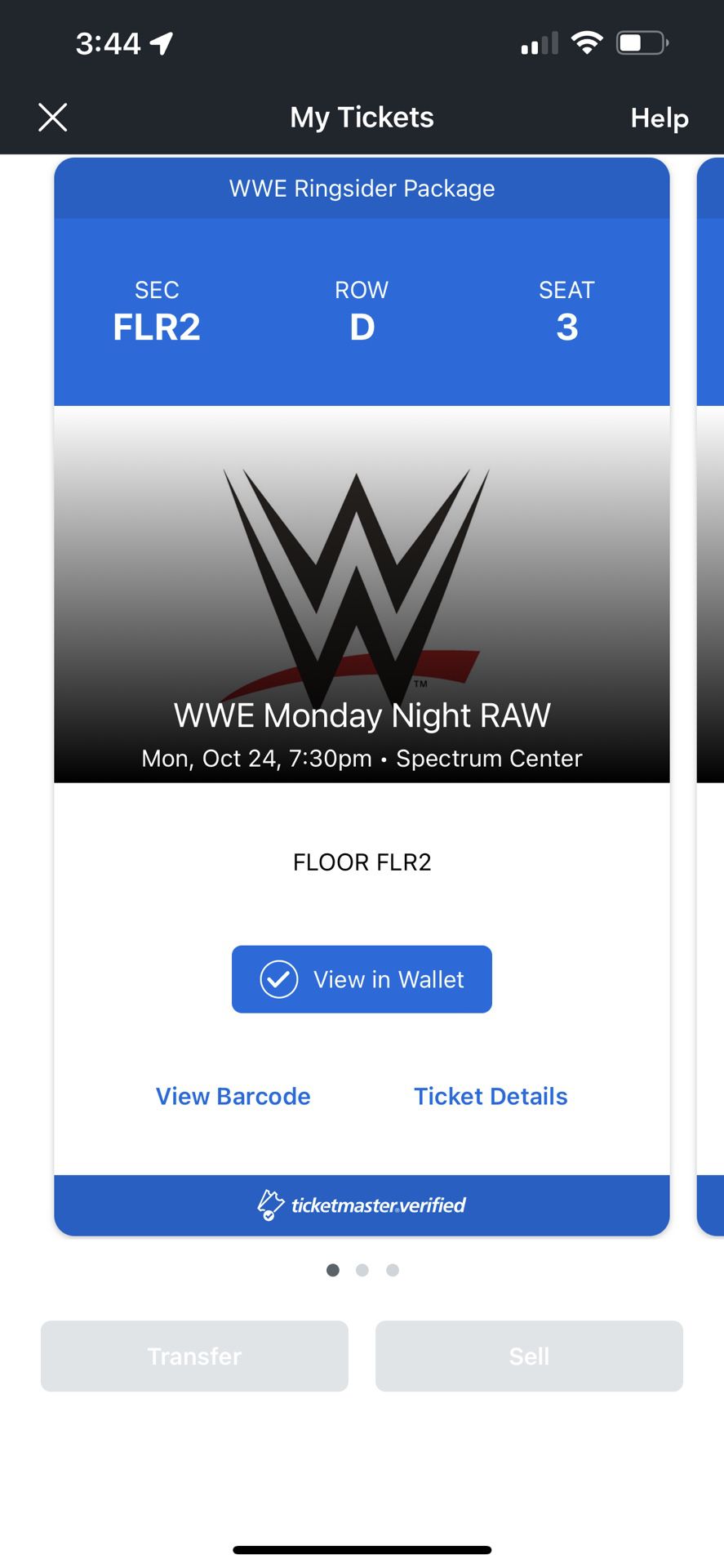 Wwe Monday Night Raw (3 Tickets)