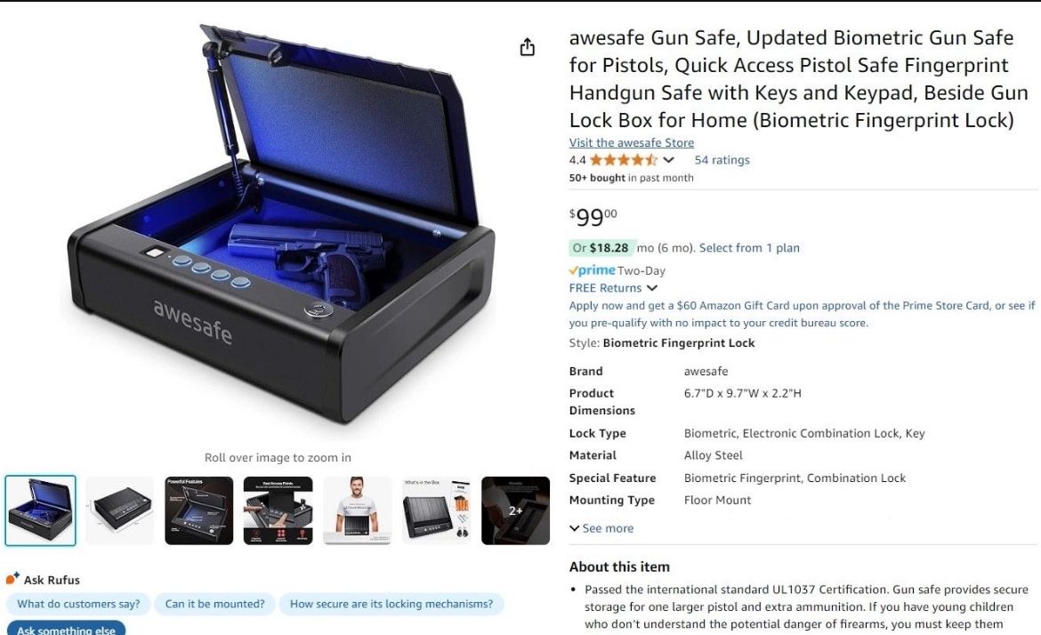 Gun Safe Safety Deposit Box Jewelry Box Cash Firearm