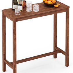 Bar Table, 38" Bar Height Pub Table, Counter Height Bar Table, Rectangular High Top Table for Narrow Space, Kitchen Dining Tables with Sturdy Wood Aca