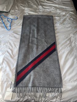 Gucci GG Wool Scarf with Web Stripe