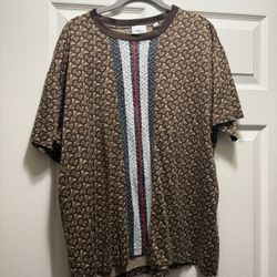 Burberry Men's Brown Carrick TB Oversized Monogram Stripe T-Shirt MEDIUM
