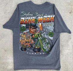 Daytona Beach Bike Week 2020 St. Patrick’s Day Leprechaun T-Shirt Large Gildan 