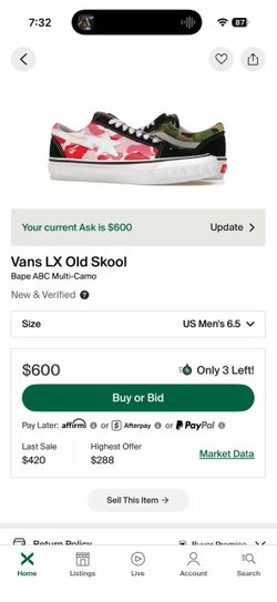 Vans LX Old Skool Bape ABC Multi-Camo