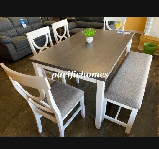 Solid Wood Dining Table Set With Chairs And Bench 60x36x30