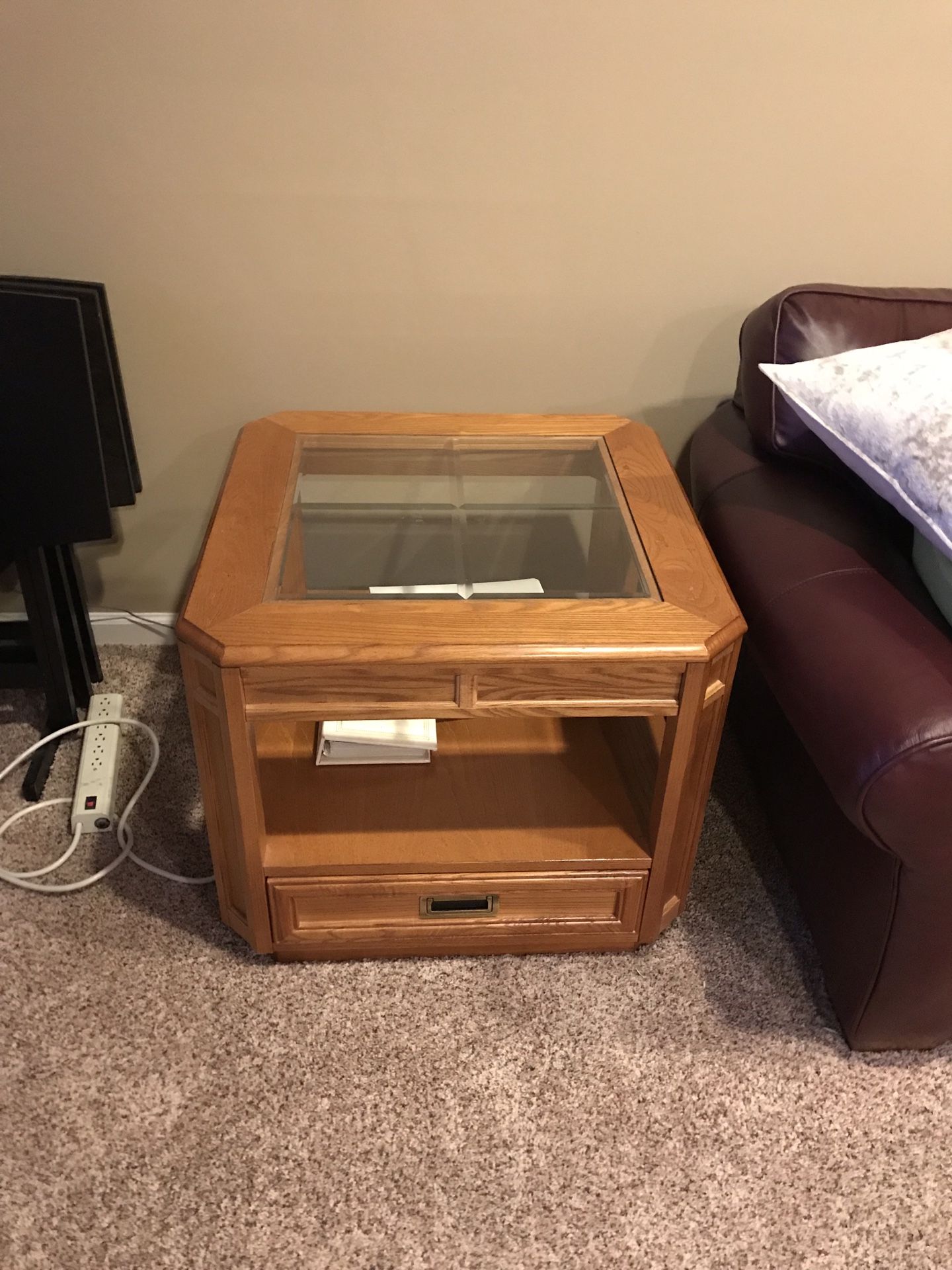 Solid Oak coffee table and end table