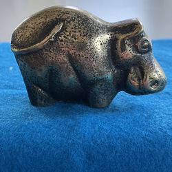 VINTAGE SEIDEN BRASS HIPPO PAPERWEIGHT 