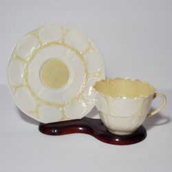Vintage Belleek Shell Teacup and Saucer Ireland