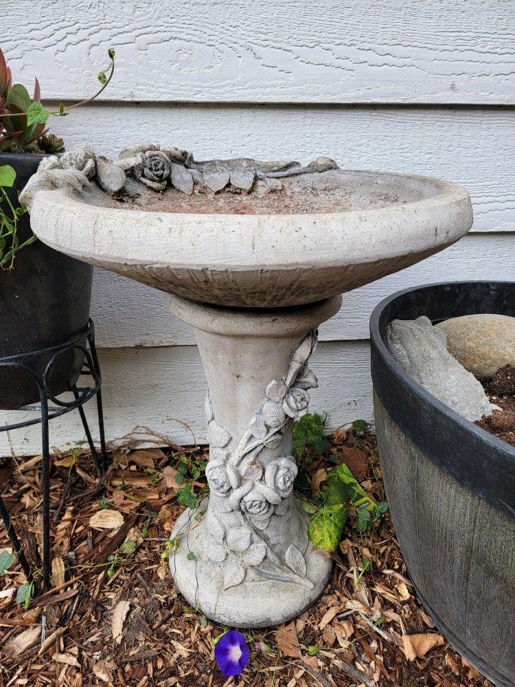 Concrete Flower Bird Bath