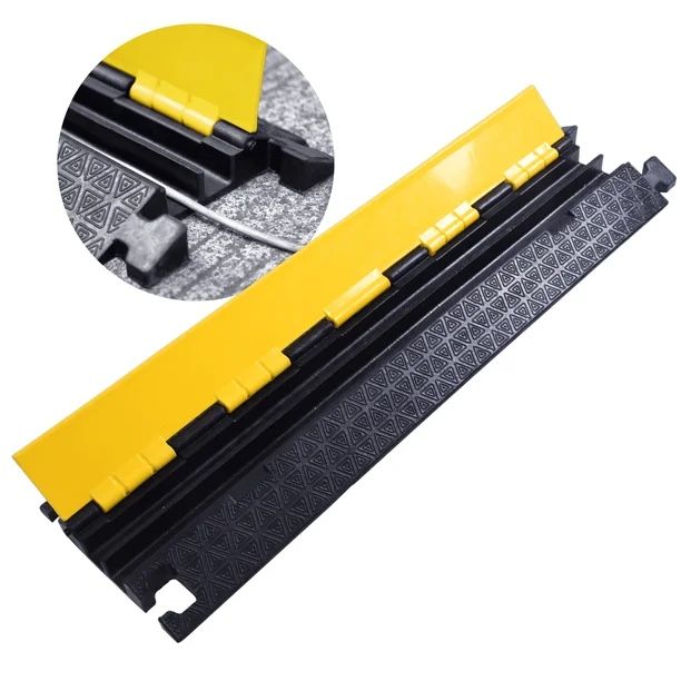 BESEA 2-Channel Cable Protector Ramp, 2 Pack PVC Outdoor Wire Cord Ramps 20,000 lbs Load Capacity