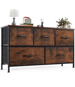 5-Drawer Dresser Storage Organizer – Fabric Drawers with Wood Top