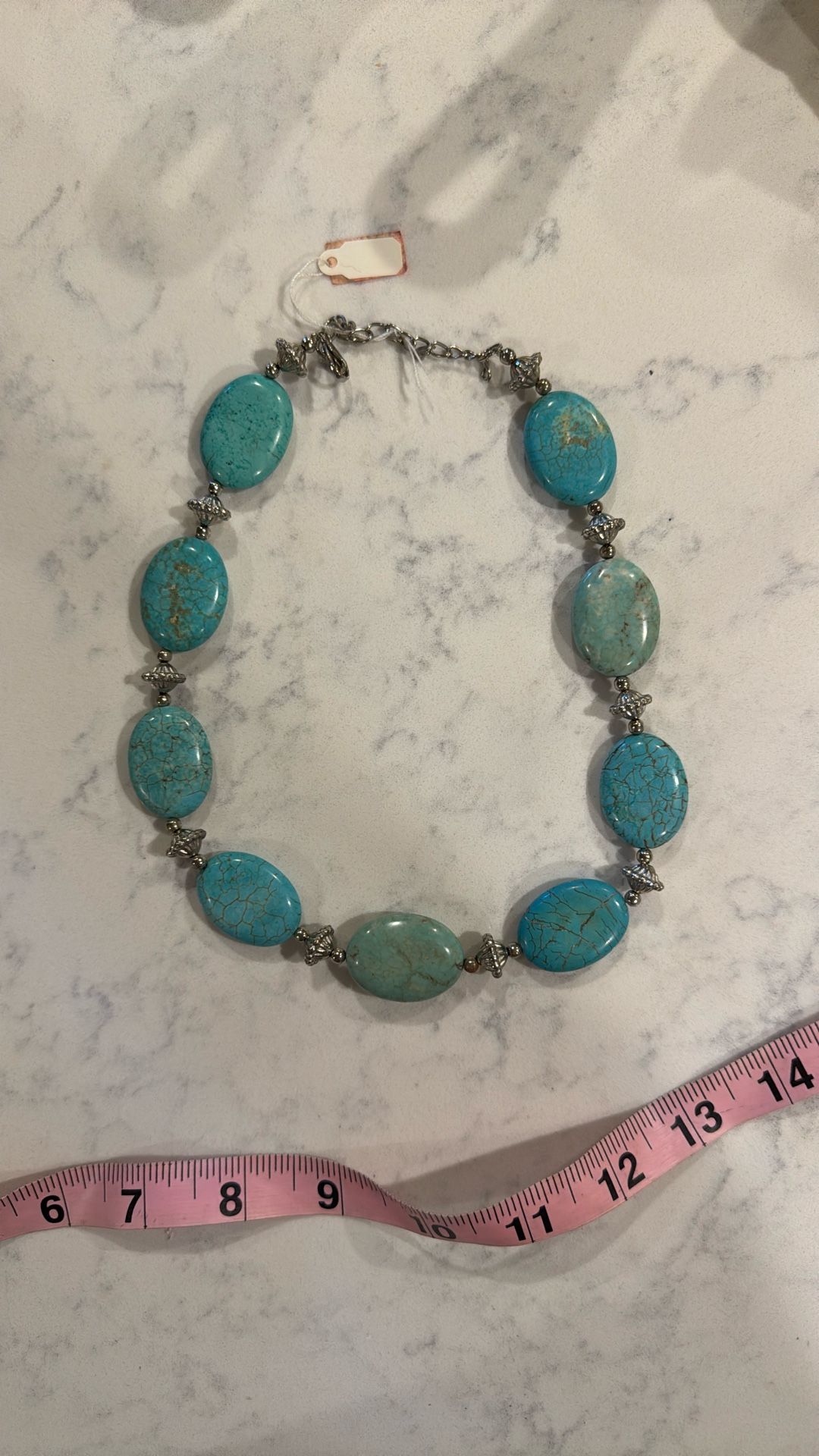 Polished Turquoise Silver Necklace
