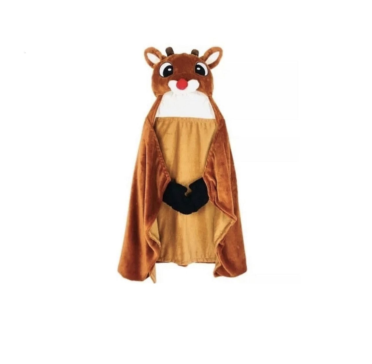Rudolph The Red-Nosed Reindeer Christmas Plush Costume Hooded Blanket Throw