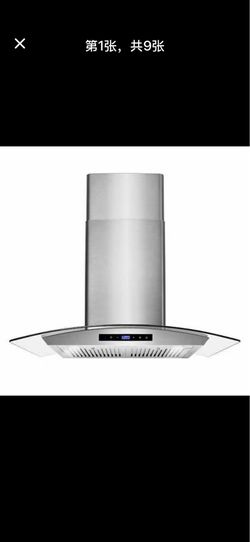Range hood 30inch, wall mount kitchen hood with ducted/ductless convertible duct, stainless steel chimney and baffle filters, touch control fan timer,