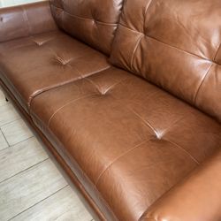 Mid Century Leather Loveseat 