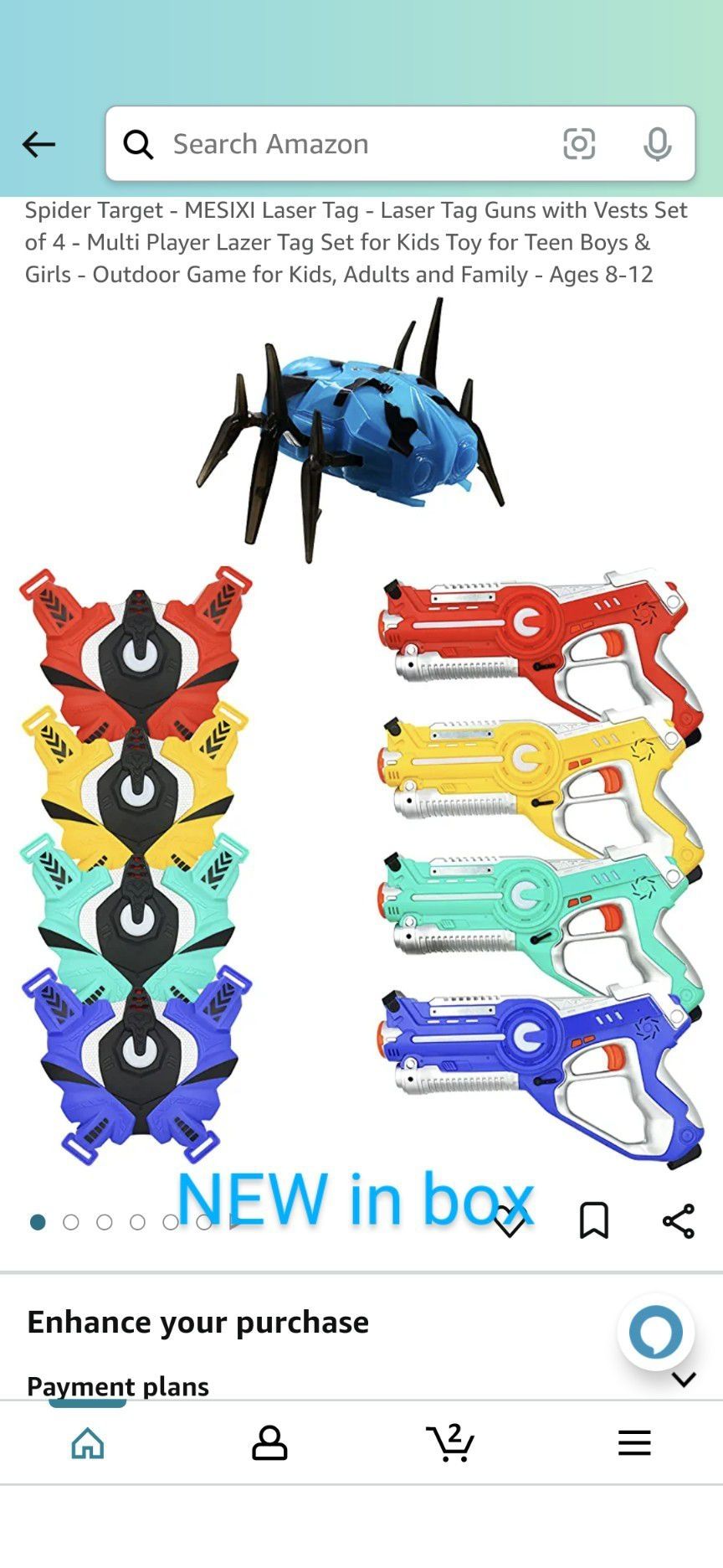 Spider Target - MESIXI Laser Tag - Laser Tag Guns with Vests Set of 4 - Multi Player Lazer Tag Set for Kids Toy for Teen Boys & Girls - Outdoor Game f