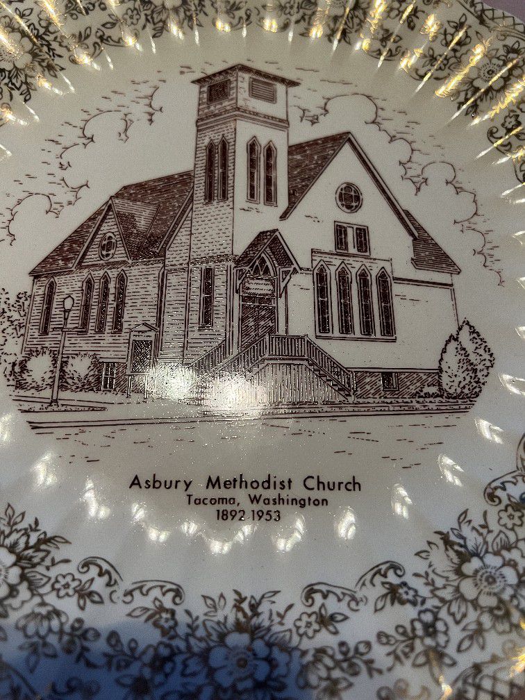 Ashbury Methodist Church Tacoma Washington Erected 1892 Glass Plate