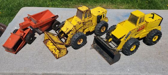 3 Vintage Tonka - 2 Front End Loader Toys All Metal Farm Equipment and Tourneau Inc. Earth Mover.