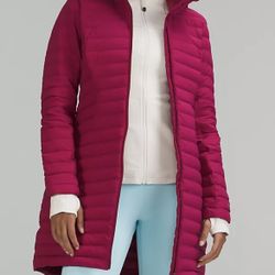 BRAND NEW W TAGS LULULEMON WOMENS PINK SZ 10 PACK IT DOWN JACKET WINTER HOODED COAT