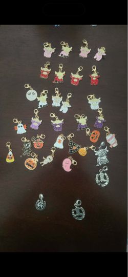 Earrings, charms, earring necklace sets.