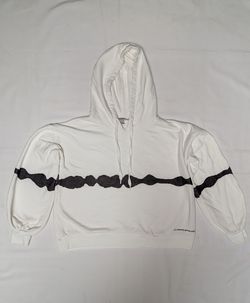 AllSaints White Soundwave Graphic Hoodie Oversized Sweatshirt Unisex Size S