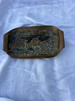 Vintage Aedel Malm Bronze Dish Tray Danish Catch All Horse Hunting Decor