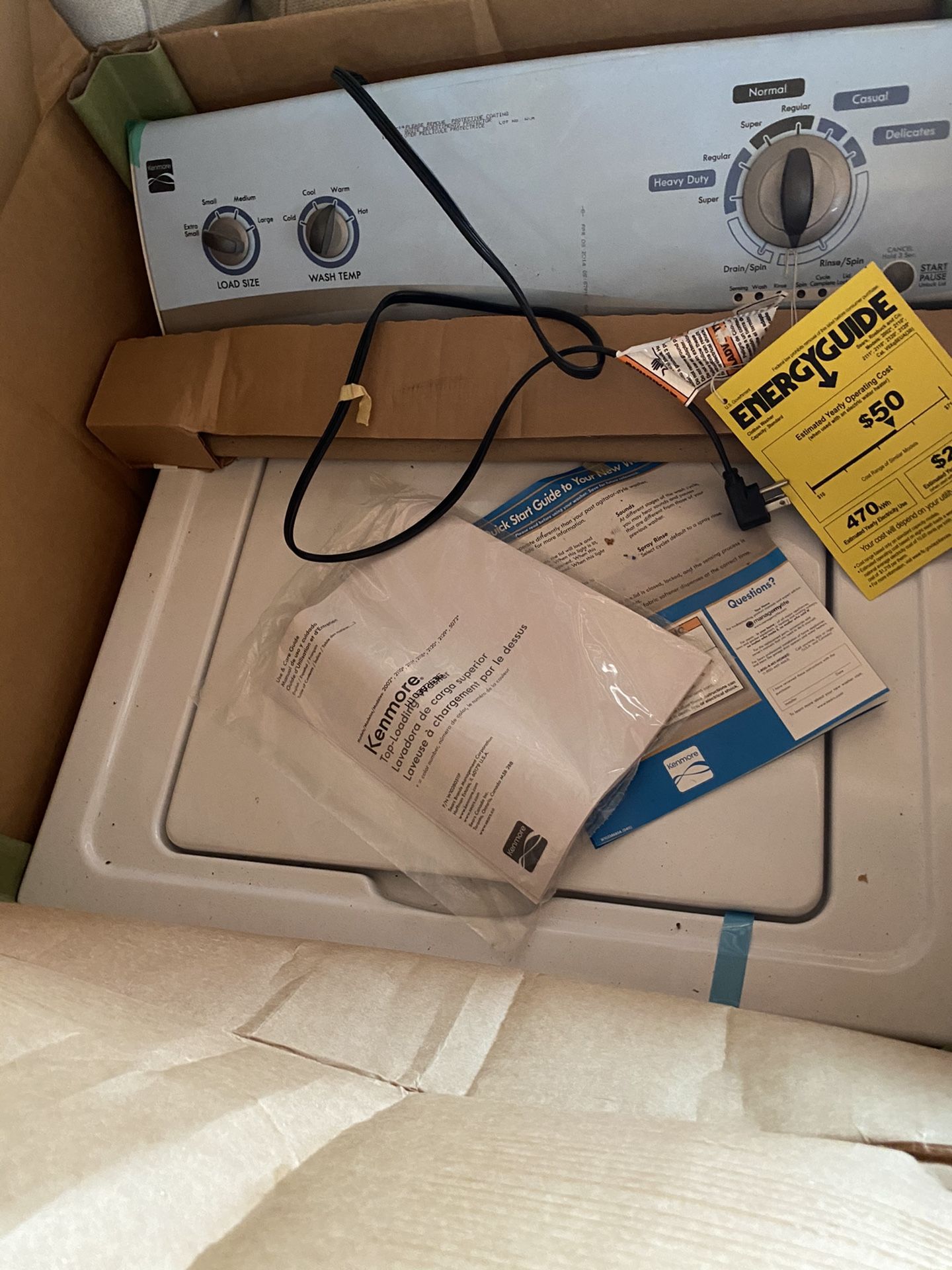 Kenmore white top load washer