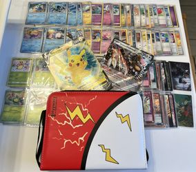 Binder + Pokemon, Yugi-Oh, One Piece, Marvel, MTG, Dragon Ball Cards.