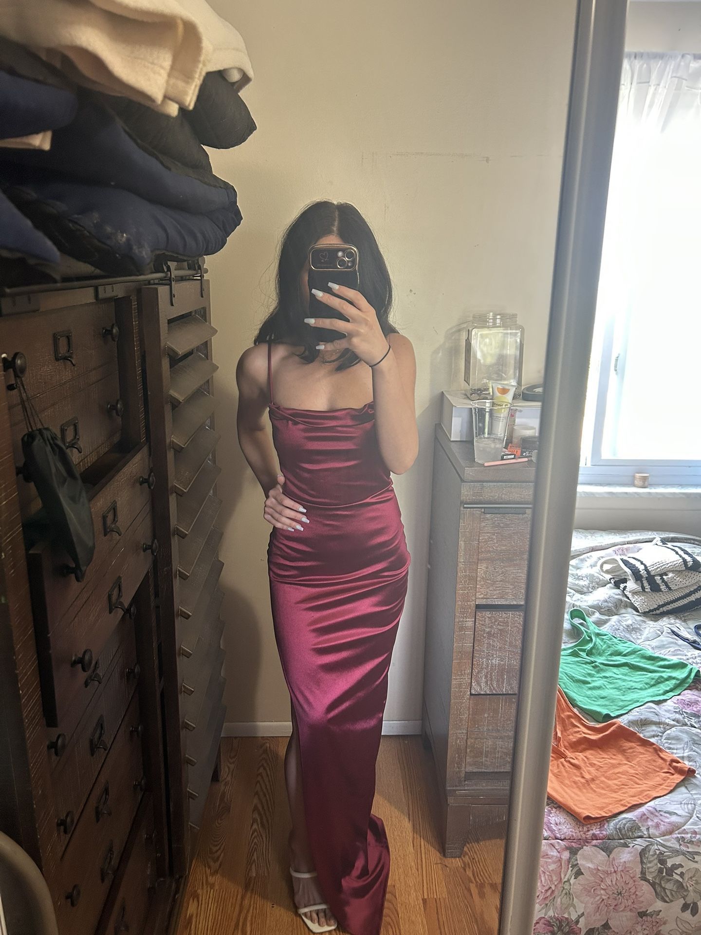 Satin Wine Red Cocktail Dress